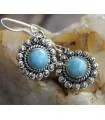 Boucles d'oreilles ethniques argent pierres larimar