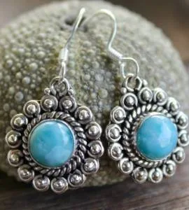 Boucles d'oreilles argent larimar bijoux indiens