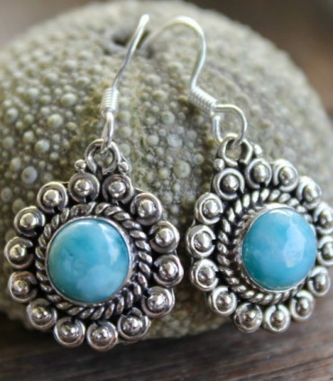 Boucles d'oreilles argent larimar bijoux indiens