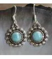 Boucles d'oreilles ethniques argent pierres larimar