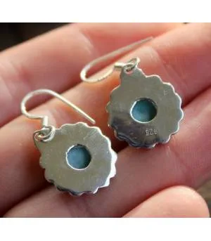 Boucles d'oreilles ethniques argent pierres larimar