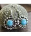 Boucles d'oreilles ethniques argent pierres larimar