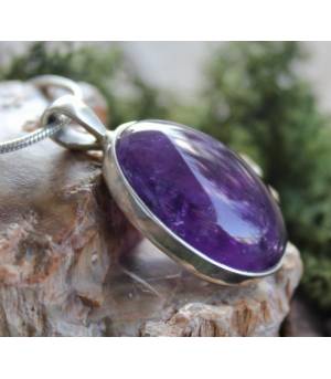 Pendentif argent pierre naturelle améthyste