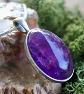 Pendentif argent pierre naturelle améthyste