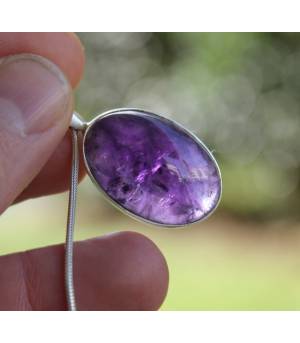 Pendentif argent pierre naturelle améthyste