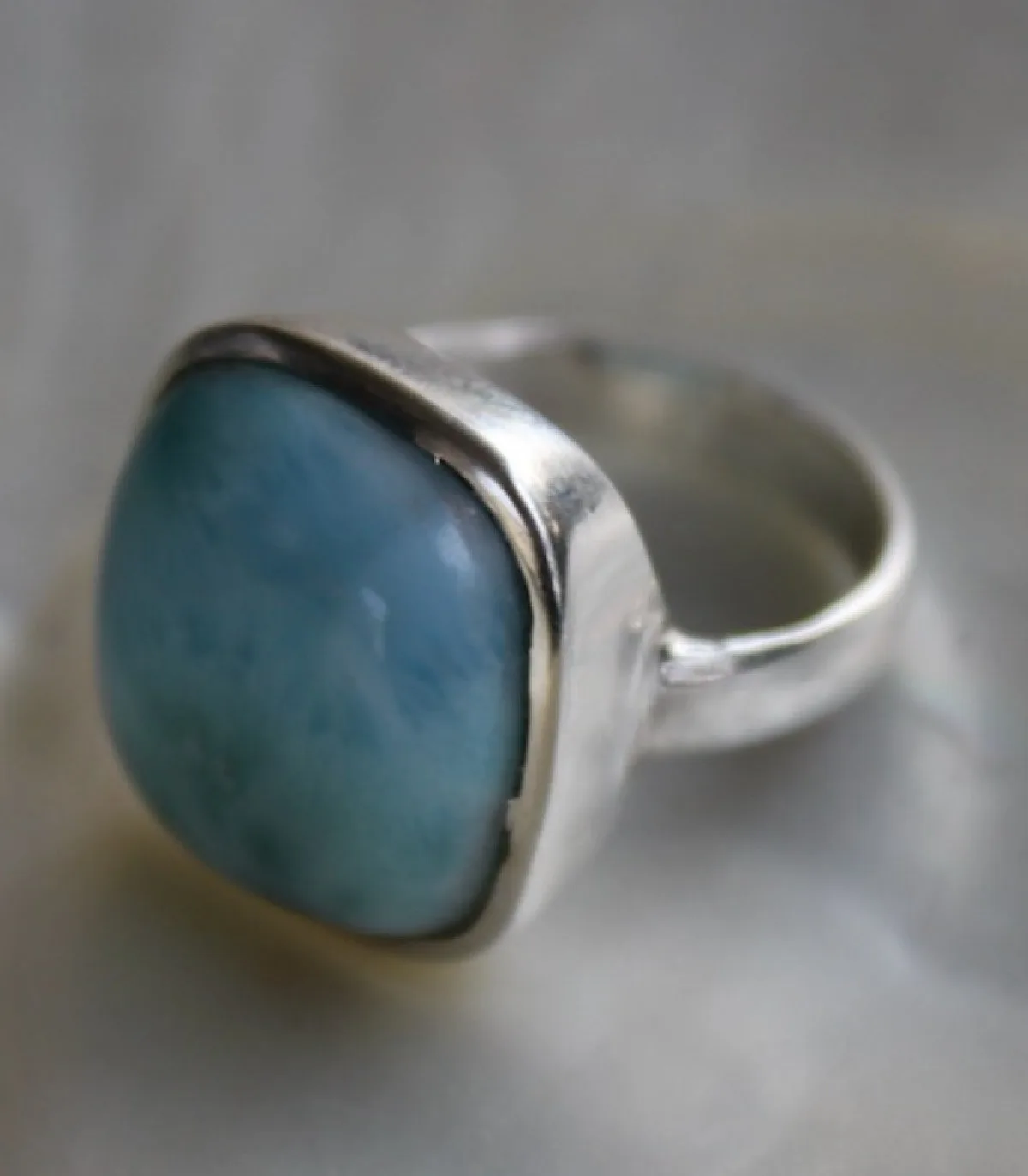 Bijoux Ethnique Bague Argent Pierre Naturellle Larimar A Caen Shantilight