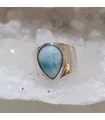 Bague argent chevalière pierre Larimar