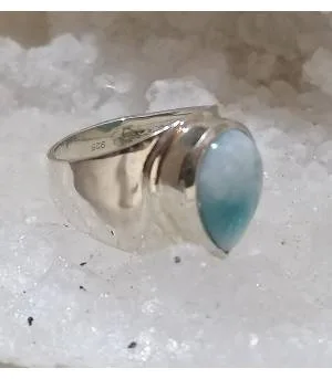 Bague argent chevalière pierre Larimar