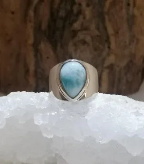 Bague argent chevalière pierre Larimar