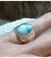 Bague argent chevalière pierre Larimar