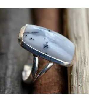 Bague argent bijoux pierre naturelle agate dendritique Shantilight