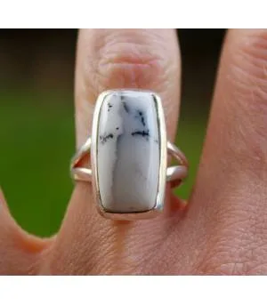 Bague argent bijoux pierre naturelle agate dendritique Shantilight