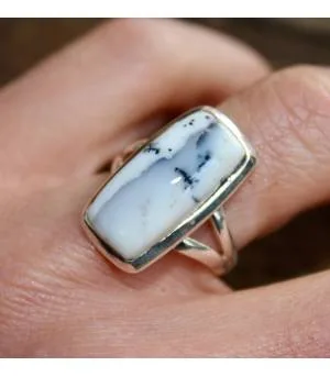 Bague argent bijoux pierre naturelle agate dendritique Shantilight