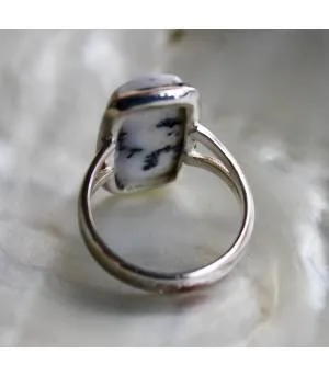 Bague argent bijoux pierre naturelle agate dendritique Shantilight