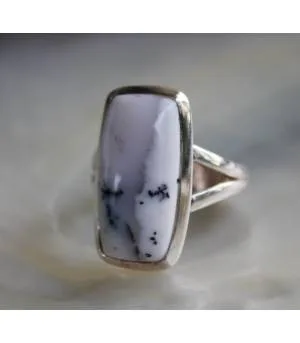 Bague argent bijoux pierre naturelle agate dendritique Shantilight