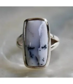 Bague argent bijoux pierre naturelle agate dendritique Shantilight