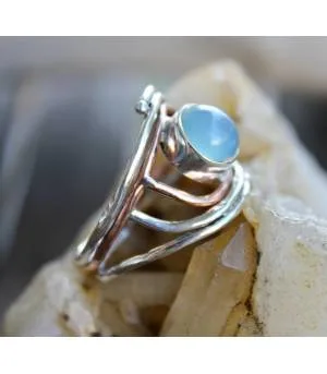 Bague argent et cuivre bijoux pierre naturelle calcédoine Shantilight