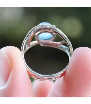 Bague argent et cuivre bijoux pierre naturelle calcédoine Shantilight