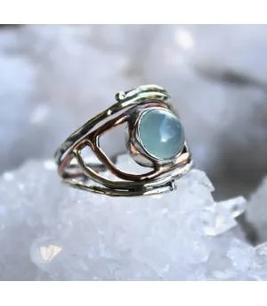 Bague argent et cuivre bijoux pierre naturelle calcédoine Shantilight