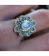 Bague argent oxydé bijoux fleur de pierre de lune naturelle Péristérite Shantilight