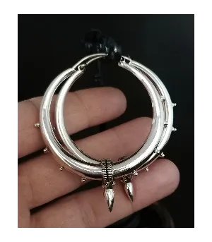 Boucles d'oreilles tribal en argent bijoux ethnique créoles Shantilight