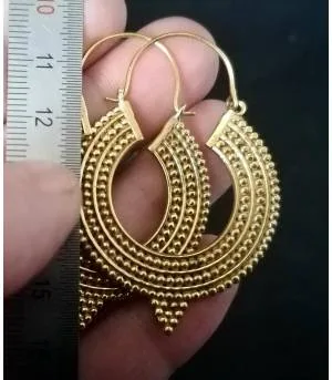 Boucles d'oreilles créoles laiton bijoux Boho chic laiton Shantilight