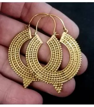 Boucles d'oreilles créoles laiton bijoux Boho chic laiton Shantilight