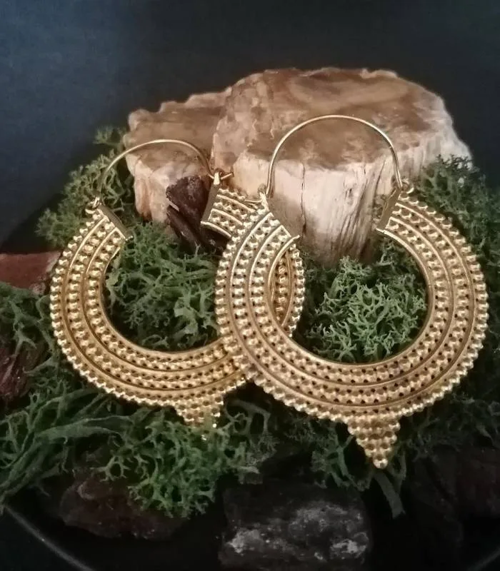 Boucles d'oreilles créoles laiton bijoux Boho chic laiton Shantilight