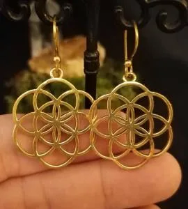 Boucles d'oreilles laiton bijoux bohème fleur de vie