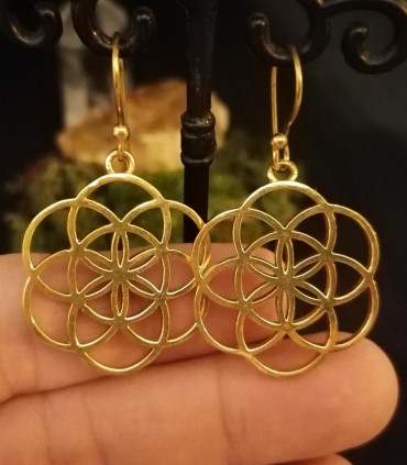 Boucles d'oreilles laiton bijoux boho fleur de vie Naturalprana