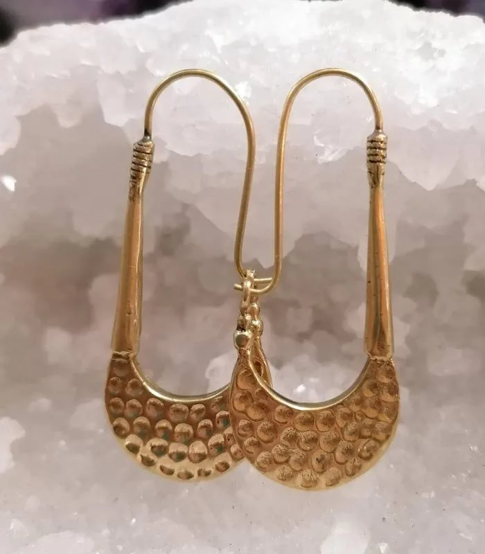 Boucles d'oreilles laiton bijoux boho martelés textures Shantilight