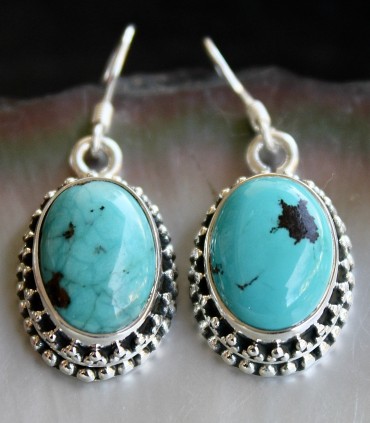 Boucles d'oreilles pierres turquoise argent