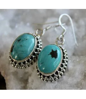 Boucles d’oreilles Taraï – Argent 925 & Turquoise