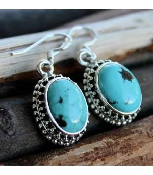 Boucles d’oreilles Taraï – Argent 925 & Turquoise