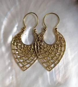 Boucles d'oreilles ethniques bijoux laiton doré Shantilight