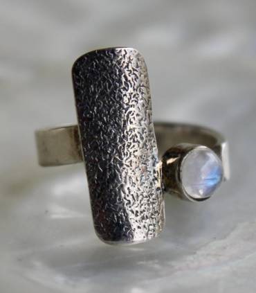 Bague ethnique en argent réticulé pierre de lune Shantilight