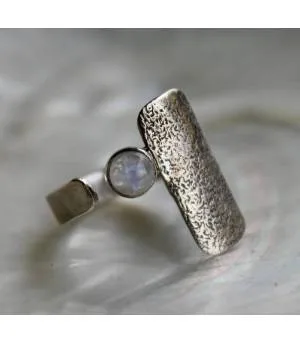 Bague Indumati – Argent 925 réticulé & Pierre de Lune