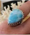 Bague argent ethnique pierre Larimar