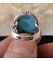 Bague argent ethnique pierre Larimar