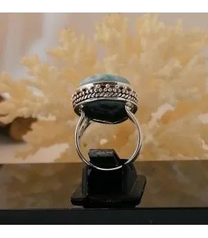 Bague argent ethnique pierre Larimar