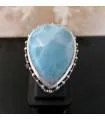 Bague argent ethnique pierre Larimar