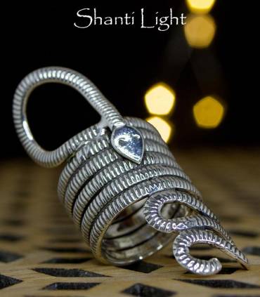 Bague ethnique bijou artisanal en argent serpent Shantilight