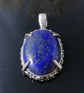 Pendentif Nīla Jyoti – Argent 925 & Lapis-Lazuli