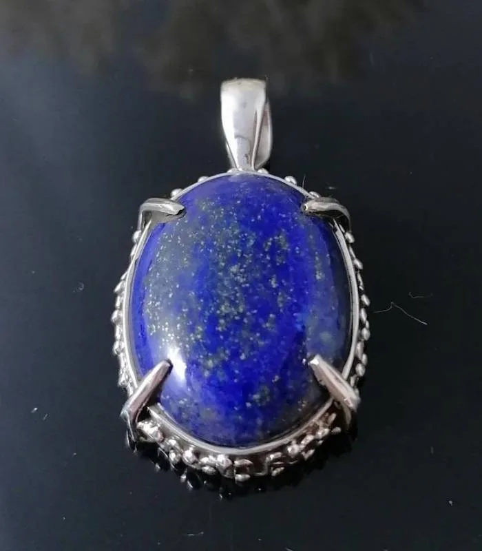 Pendentif Nīla Jyoti – Argent 925 & Lapis-Lazuli