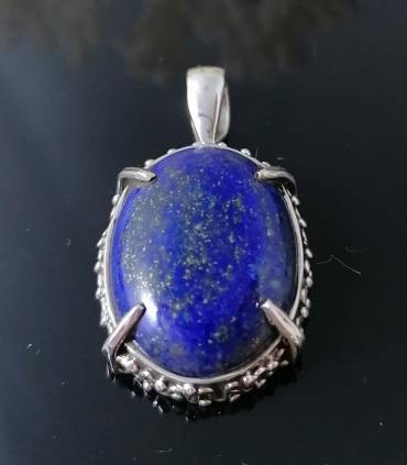 Pendentif ethnique en argent griffe pierre naturelle Lapis Lazuli