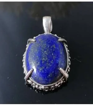 Pendentif Nīla Jyoti – Argent 925 & Lapis-Lazuli
