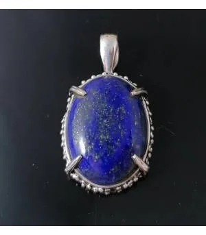 Pendentif Nīla Jyoti – Argent 925 & Lapis-Lazuli