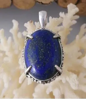 Pendentif Nīla Jyoti – Argent 925 & Lapis-Lazuli