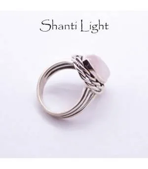Bague argent bijoux moderne pierre naturelle quartz rose Shantilight