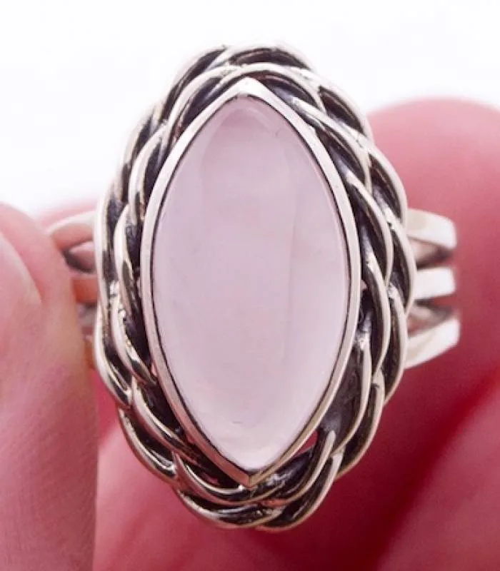 Bague argent bijoux moderne pierre naturelle quartz rose Shantilight